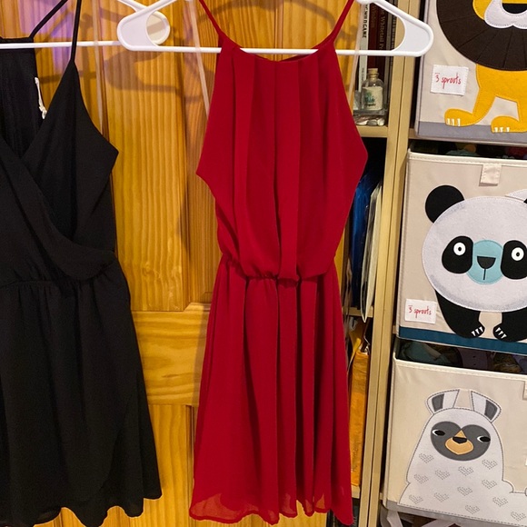 Bundle of 2 Dresses. Red halter open back dress and Black racer back dress - Picture 2 of 7